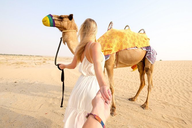 Abu Dhabi Private Desert Romantic Dune Dinner with Dune Bashing - Camel farm, camel ride, and desert customs