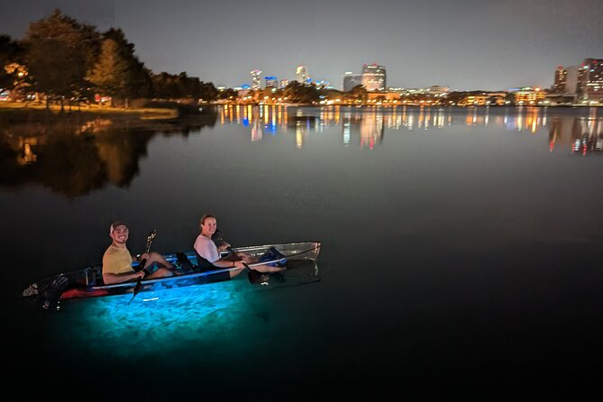 Date Night LED Glow Clear Kayak or Paddleboard & Champagne - A neon date night on an Orlando spring-fed lake