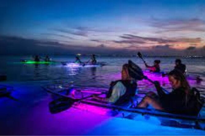 Date Night LED Glow Clear Kayak or Paddleboard & Champagne - Price, timing, and what the $80 includes