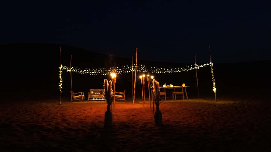 From Dubai: Private Dinner in the Dunes in Mleiha - A short camel ride and desert walk