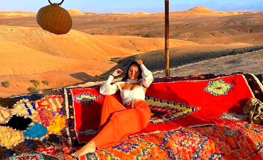 From Marrakech : Agafay Desert Sunset Dinner with Camel Ride - The first desert views and Atlas Mountain backdrop