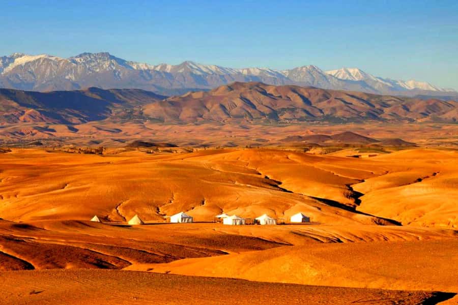 From Marrakech : Agafay Desert Sunset Dinner with Camel Ride - Mint tea while the sun goes down