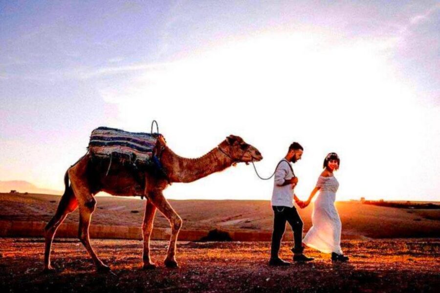 From Marrakech: Agafay Desert Sunset Dinner with Live Show - What dinner is like at the desert camp