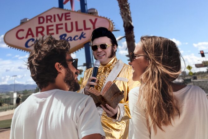 Gold Elvis Wedding or Vow Renewal at Las Vegas Sign - What the $98 price includes