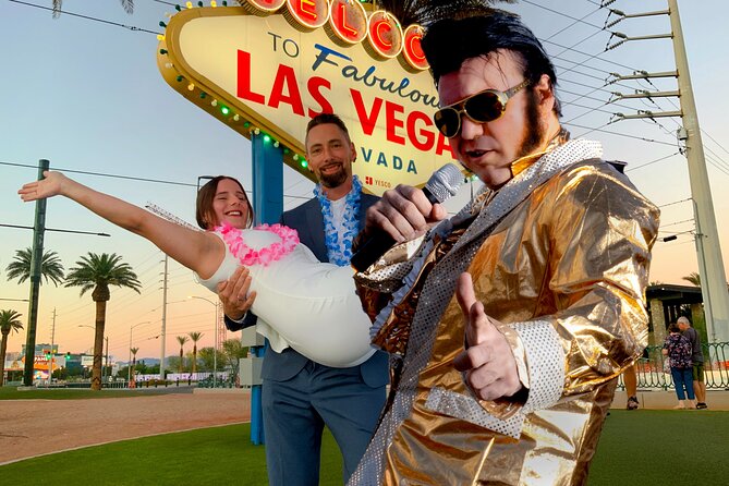 Gold Elvis Wedding or Vow Renewal at Las Vegas Sign - The Gold Elvis ceremony
