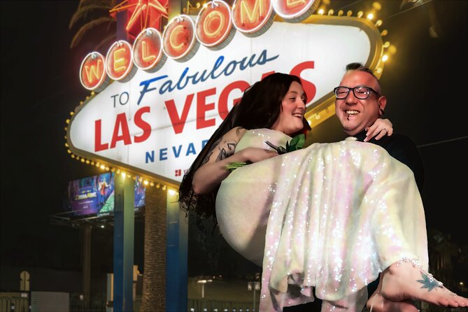 Goth Wedding or Vow Renewal at Vegas Sign with Props and Photos - Bringing family and friends without a group surcharge