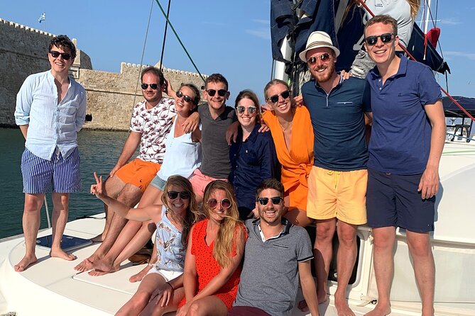 Heraklion: Sunset Luxury Cruise with Sushi and Open Bar - The catamaran setup and group size
