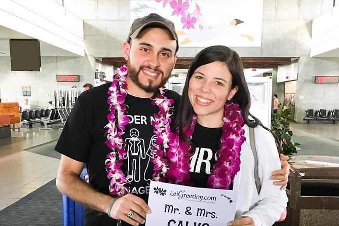 Honeymoon Airport Lei Greeting on Kahului Maui - A lei greeting before the Maui trip begins