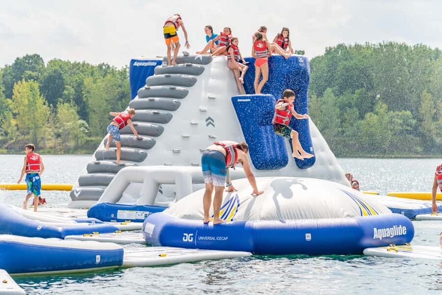 Kent: Ticket for Two - Aqua Park Inflatable Water Course - The 15 obstacles and the kind of effort involved