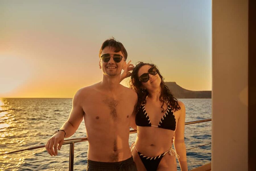 Kissamos: Romantic Sunset Sailing Catamaran Cruise - Agios Sozon and the calm-water stop