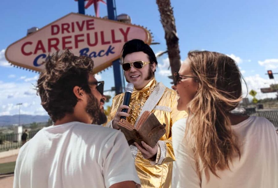 Las Vegas: Gold Elvis Vow Renewal or Wedding at Welcome Sign - Planning the timing, weather, and meeting point