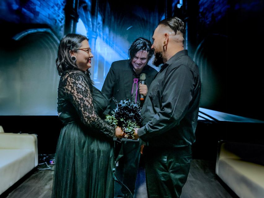 Las Vegas: Haunted House Wedding Ceremony + Photography - Photos, Props, and the Flower Wall