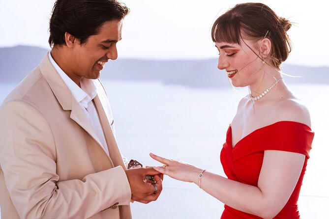 Magical Proposal Photoshoot In Santorini - Why Skaros Rock makes a strong proposal setting