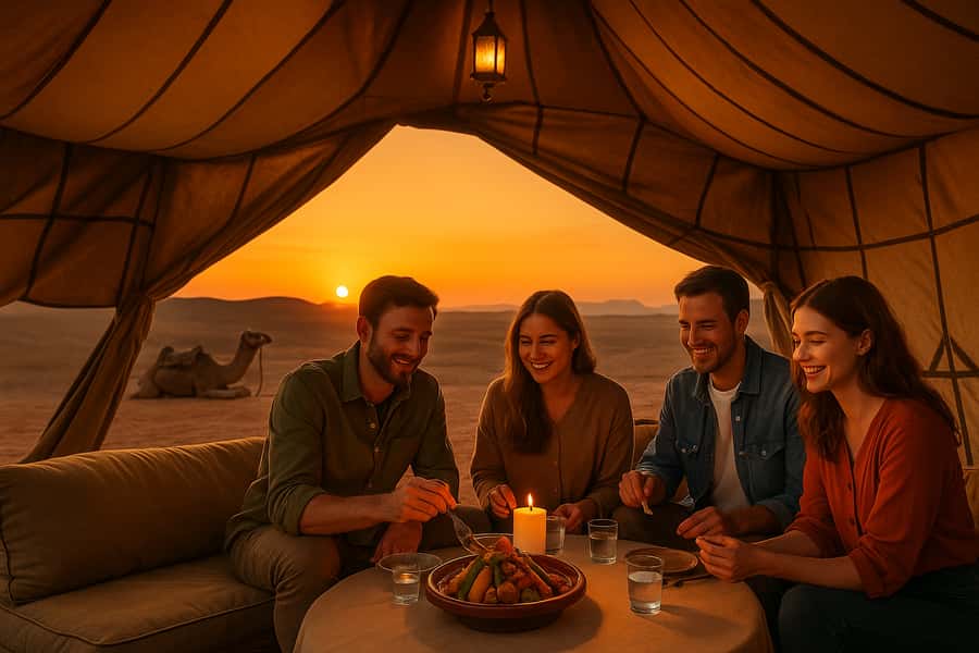 Marrakech: Camel Ride & Sunset Dinner with Fire Show - The sunset camel ride is calm, scenic, and photo friendly