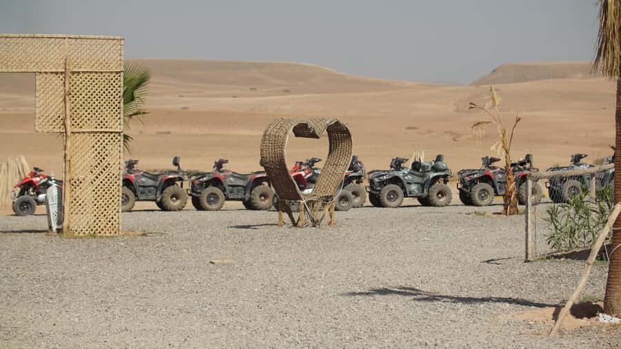 Marrakech Desert Sunset: Quad Biking, Dinner & Fire Show - Dinner under the evening sky