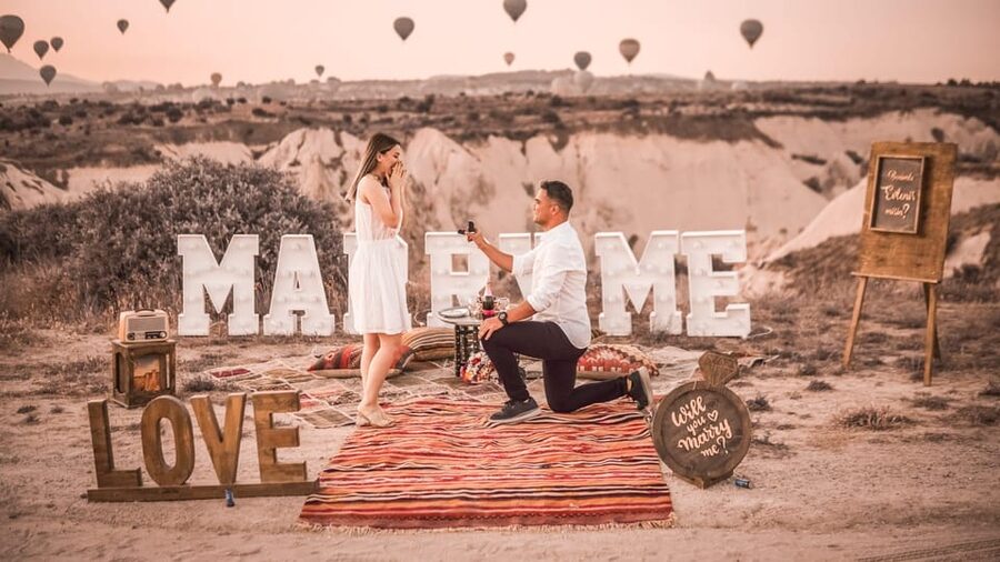 Marriage Proposal Surprise & Engagement in Cappadocia - Sunrise balloons without a balloon ride