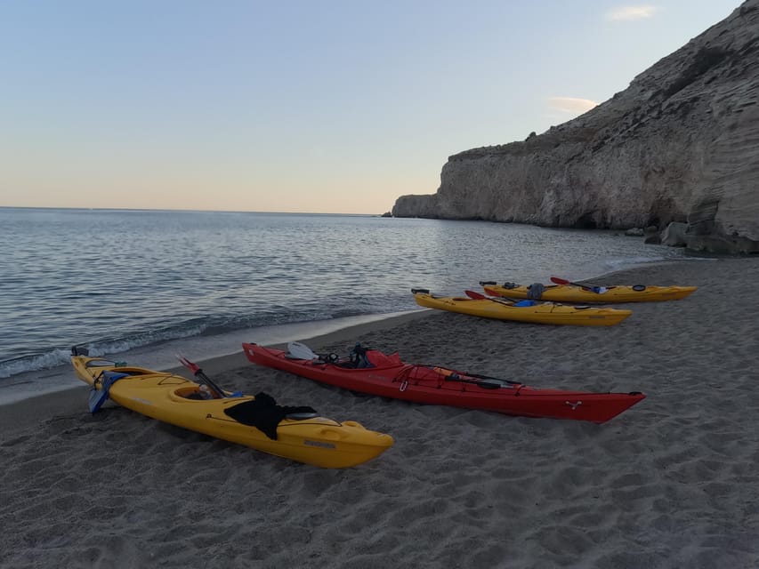 Milos: Romantic Semi Private Sunset Kayaking Tours - Exploring the caves and coastal formations