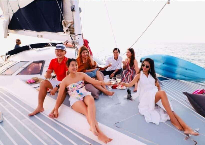 Phuket: Coral Island Catamaran Cruise with Sunset Dinner - Dinner with the sun dropping near Promthep Cape