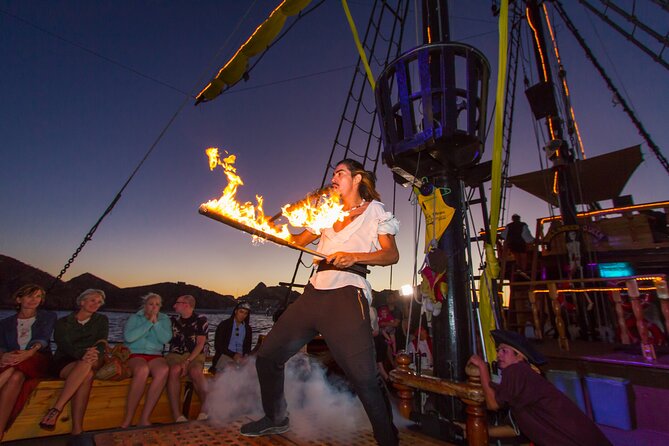 Pirate Ship Sunset Dinner and Show in Los Cabos - The return trip brings fire, swords, and aerobics