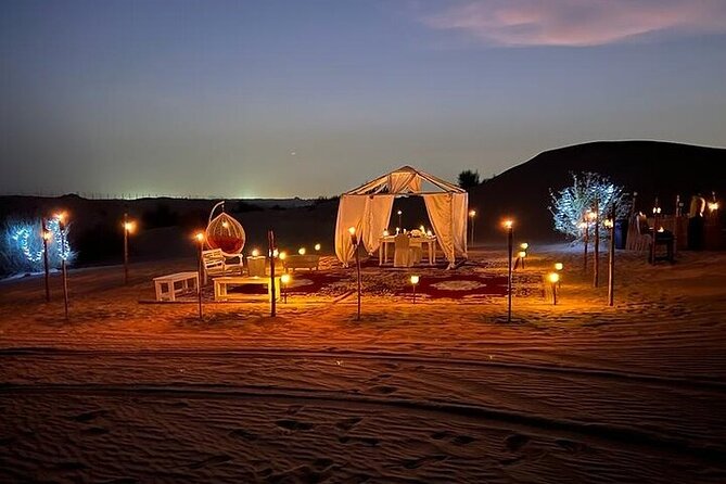 Private Dinner in the Heart of the Desert with Entertainment show - Belly dance, shisha, and the evening program