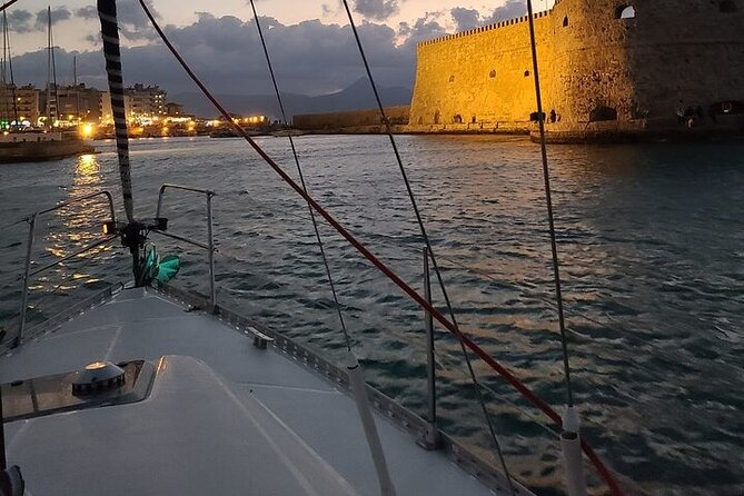 Romantic Luxury Sunset sailing - Sailing out past Heraklion’s Venetian harbor