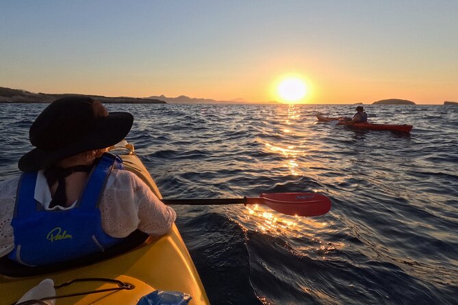 Romantic Sunset Kayaking Tour in Papafragas Cave, Milos - Swimming below ancient Fylakopi