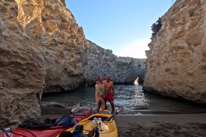Romantic Sunset Kayaking Tour in Papafragas Cave, Milos - Paddling into Papafragas Cave