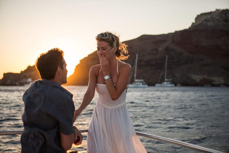 Santorini Proposal: A Luxury Photoshoot for Your Yes! Moment - Meeting Konstantina at Oia Bus Terminal
