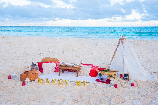 Sunset Beach Proposal - Champagne and strawberries, not a meal