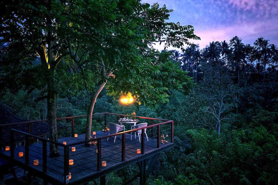 Ubud: Romantic Dinner on a Forest Tree Deck - The private deck and the changing light