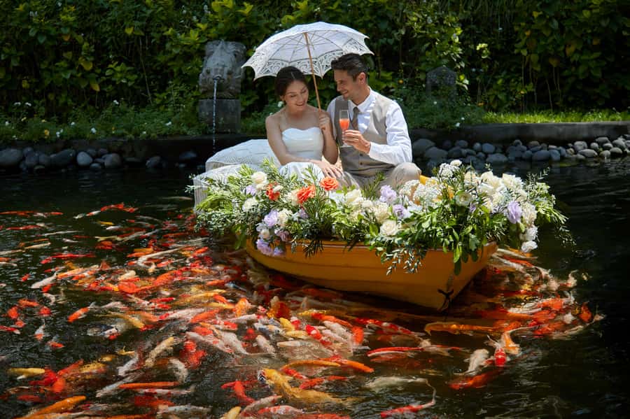 Ubud: The Original Koi Fish Yellow Boat Photo Moment - Key points at a glance
