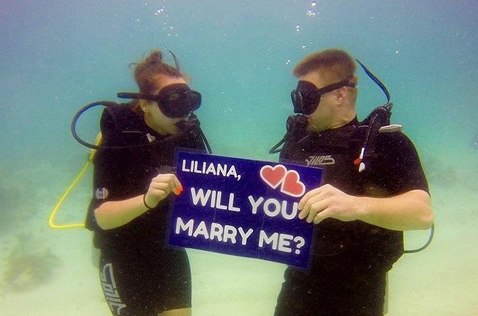 Underwater Marriage Proposal - Champagne Aboard the Private Catamaran
