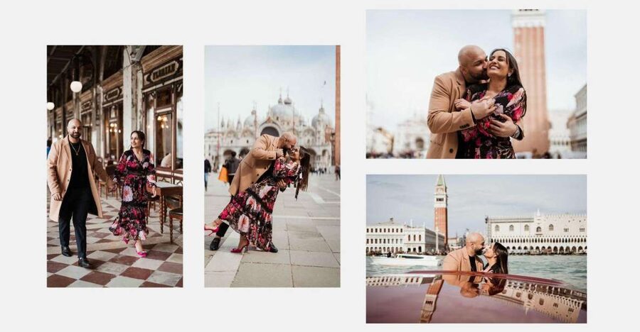Venice: Elegant couple photos on your vacation - Walking Toward Rialto Bridge